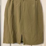 Vintage ‘60s 100% Silk Green Tan‎ Pencil Midi Skirt Size 10 EUC Italian Style Photo 1