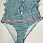 Cupshe Plunging Tie Front One Piece Striped Swimsuit Size Medium Photo 5
