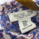 Rachel Zoe  Blue Floral Smocked Top Blouse with Metallic Thread Photo 3