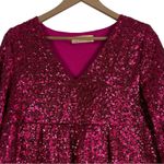 How Very Loved Mini Dress Womens S Fuschia Pink Sequin Long Sleeve Birthday Photo 3