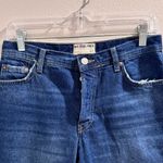 Free People Maggie Mid-Rise Straight Leg Raw Hem Cropped Button Fly Jeans 25 EUC Photo 2