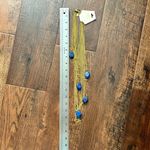 Amrita Singh  18K gold plated multi brass chain necklace, blue stones, NWT Photo 2