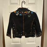 Moschino  Black Blazer with Colorful Floral Embroidery Photo 7