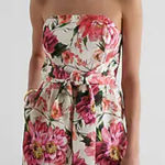 EXPRESS  Floral Satin Strapless Romper Tie Waist NWT Womens 8 Photo 0