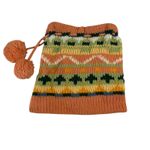 Knit Beanie Hat with Pom Pom Drawstring Multicolor Winter‎ Orange Photo 3