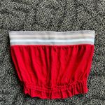 We The Free Womens Red Bandeau Tube Top Size XS Smocked Ruffle Hem Stripe Photo 0