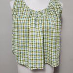 Vintage Casey & Max 90s Turquoise & Green Seersucker Check Crop Top Size Small Photo 0