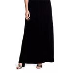 Max Studio London Georgette Black Smocked Velvet Goth Maxi Dress Med Photo 8