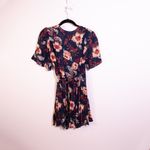 Reformation  Guava Floral Flower Print Pattern Chiffon Wrap Tie Mini Dress 2 Photo 4