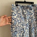 ZARA  Wide Leg Paisley Print Pants Linen Blend Blue White M Photo 4