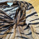 Max Mara  Wool Tiger Stripe Animal Print Top Womens Small Brown Photo 4