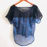 Urban Outfitters Plates Staring at Stars Blouse M Crinkle Crepe Eyelet Sheer Eyelet Crinkle Photo 3