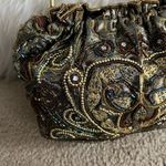Vintage 70s Gold beaded lame egyptian flapper girl formal purse evening clutch Photo 1