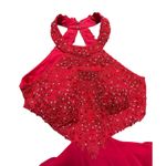 Betsy and Adam  Red Rhinestone Halter Evening Gown Formal Dress - Size 4 Photo 15