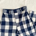 Free People Buffalo Plaid Navy Blue & White Wide Leg Pants Photo 1