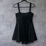 Black Velvet Rhinestone Bow Strap Holiday Party Cocktail Glam Dress XS Photo 1