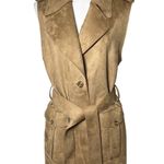 Banana Republic Faux Suede Trench Vest Coat Iced Latte Camel Beige S Quiet Lux Photo 0