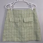 Maje NWT  Metallic bouclé-tweed mini skirt Light Green size 42/US 10 Photo 3