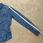 Cloth & Stone  Roll Tab Tencel Long Sleeve Blue Denim Over Shirt Women Size Large Photo 4