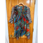 New Pretty Angel Silk Blend Boho Kimono Cardigan Zebra Paisley Patchwork M Black Size M Photo 4