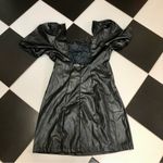 Avantlook NWT Faux Leather Mini Dress Square Neckline Puffy Sleeves Sexy Goth L Photo 4