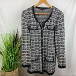 Preston & York  Woven Button Up Long Sleeve Cardigan Sweater M Photo 1