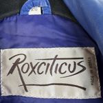 Vtg 90s L Large Leather Moto Jacket Blue Cropped Rockabilly Edgy Grunge Baddie Photo 4