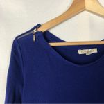 Roz & Ali  Blue Zip Shoulder Long Sleeve Knit Blouse S Photo 2