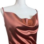 Windsor  Brown Satin Sheen Mini Dress L Sleeveless Ruched Sexy Party Clubwear Y2K Photo 4