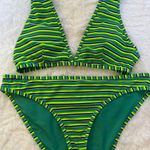 Aerie green blue navy and neon bikini scoop top and bottoms medium Photo 0