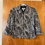 Joseph Ribkoff  Veston Jacket Blazer Black Silver Zip Abstract Lines Size 8 Photo 9