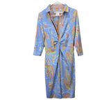 Gretchen Scott Twist and Shout Blue Plume Stretch Sheath Dress Size SMALL Photo 1