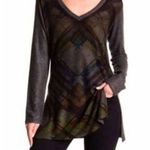 Go Couture  Womens Tunic Sweatshirt Knitted V-neck Gray Size Large NWT Photo 0