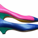 Vintage 80s Impo Colorblock pumps kitten heel size 8 pink blue Photo 0