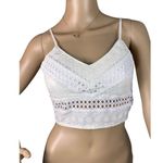 Rebellion Women's Size S White Lace Crop Cami Top Smocked V-neck Sleeveless Photo 0