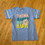 Blue and Pink Short Sleeve Tee with Retro Graphic Photo 0