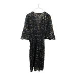 Modcloth Dramatic Depths Velvet Dress LARGE Floral Burnout Black Faux Wrap Chic Photo 4