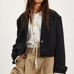 Free People  Agnes Cropped Black Jacket NWT Women’s Small Photo 0