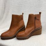 Zodiac  10M Julia Brown Faux Leather Wedge Lug Ankle Platform Boot Zipped Comfort Photo 1