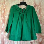 H&M  Vintage Y2K Green Pleated Neckline Back Zip 3/4 Sleeve Blouse Photo 0