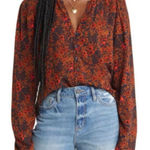 Treasure & Bond Treasure‎ & Bond Floral Print Button Front Dobby Blouse Size Small Photo 0