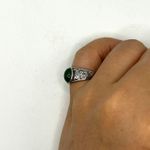 Green Jade Crystal Silver Ring Photo 4