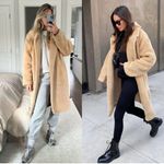 Alo Yoga NWOT Oversized Sherpa Trench Coat In Camel Teddy Jacket Size XXS Photo 3