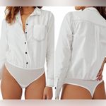 Free People Power Move Bodysuit Top White with Black Contrast Stitching Size XS Photo 2