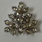 Vintage Sarah Coventry Necklace Pendant Rhinestone Pearl Flower Silver Tone Photo 1