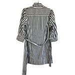 Antilia Femme Black & White Striped Ruffle Front Button Photo 1