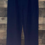 St. John Basics Navy Blue Santana Knit Wide Leg Pleated Pants Photo 0