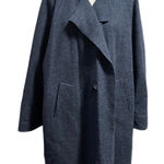 Oska Germany Virgin Wool Draped Collar Coat Blue Gray Size 2 M/L Size L Photo 0