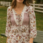 Absolutely Famous  Boho Floral Blouse Small Photo 0