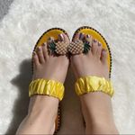 pearl pineapple satin stretchy strap sandals 7 Yellow Photo 0